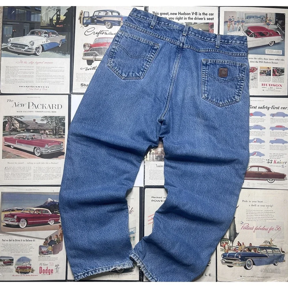 Vintage Carhartt B155 DST Fleece Lined Jeans Men's 38x32 Blue  Workwear